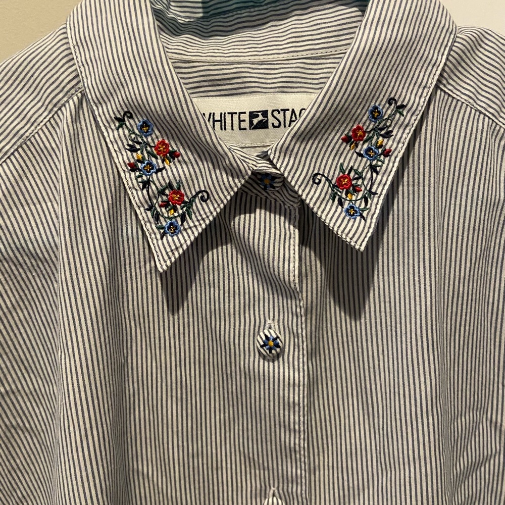 Stripped cotton button down collared shirt